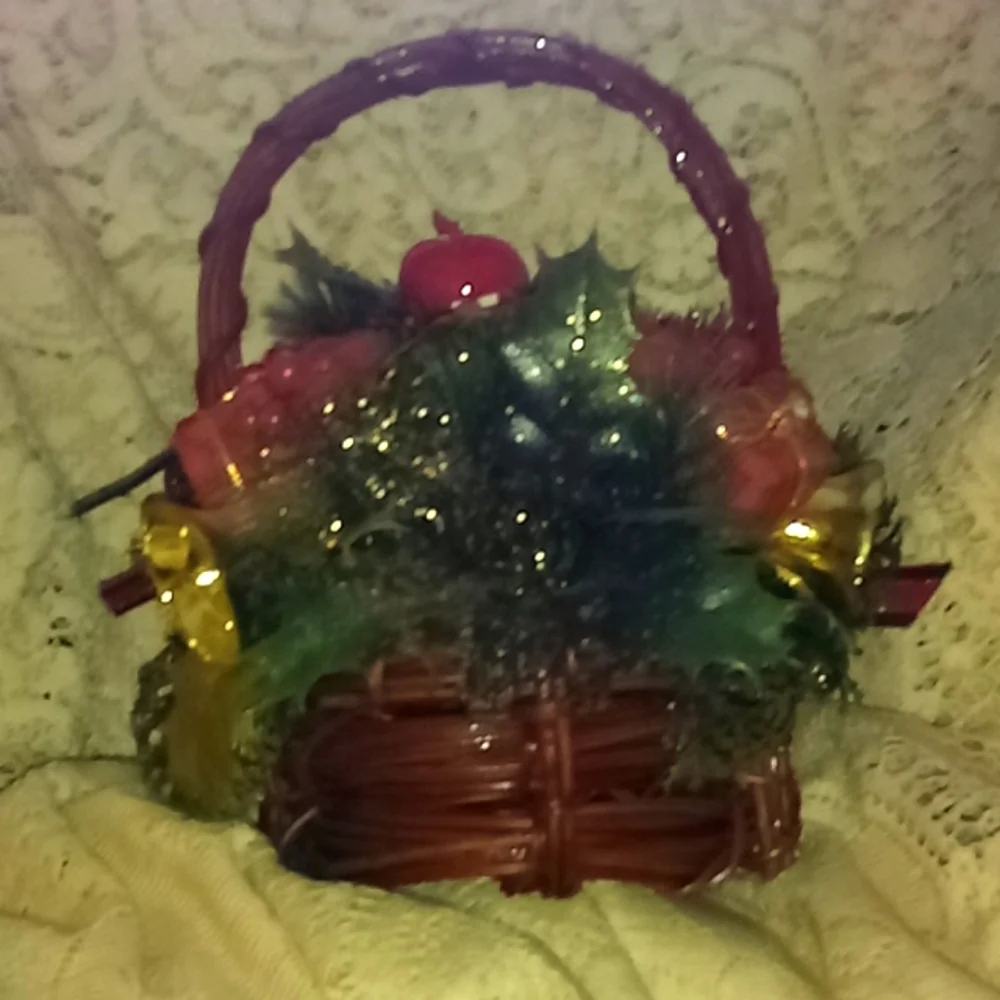 Christmas tablecloth, centerpiece and votive